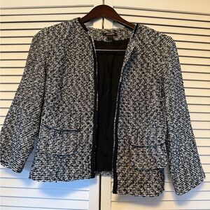 Expess Women's Black and White Classic Tweed Blazer - Size 6